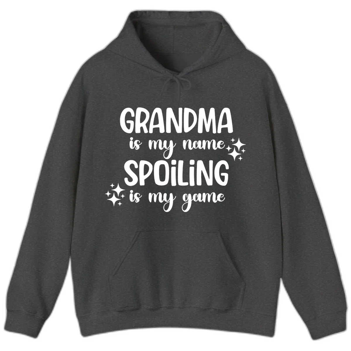 Grandma Is My Name Spoiling Is My Game Hoodie in Dark Heather